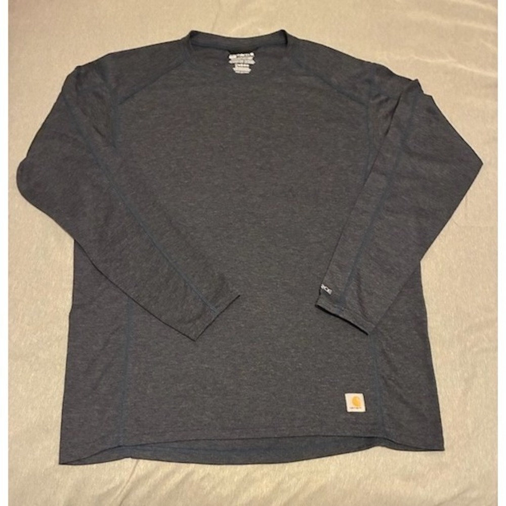 Carhartt Force Mens 2XL Long Sleeve T-Shirt Heather Navy Blue Original Fit Wool